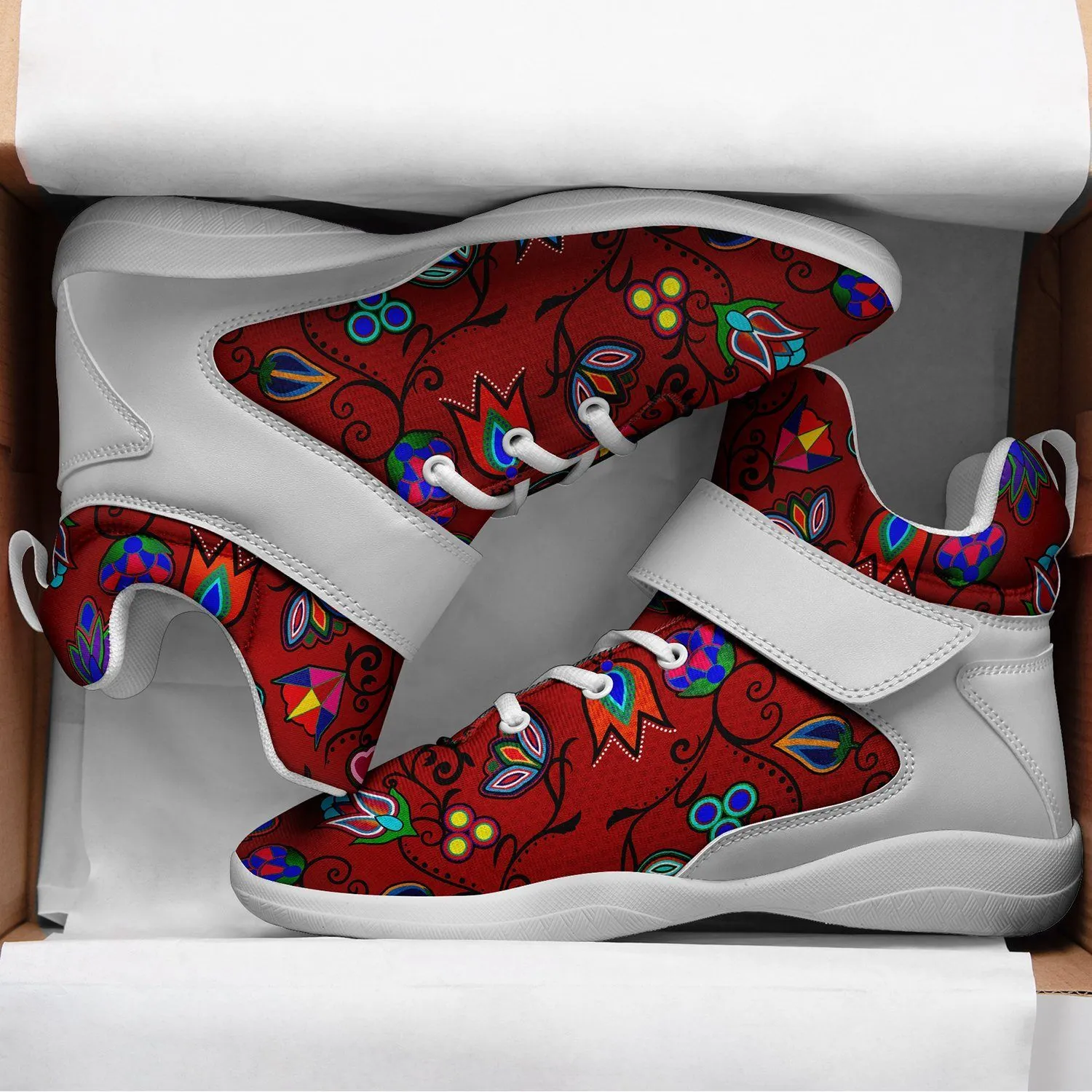 Indigenous Paisley Dahlia Ipottaa Basketball / Sport High Top Shoes - White Sole