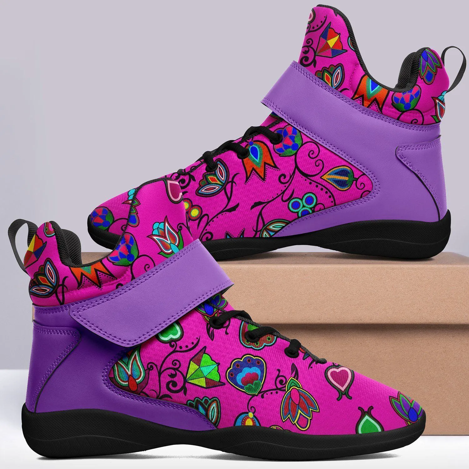 Indigenous Paisley Ipottaa Basketball / Sport High Top Shoes - Black Sole