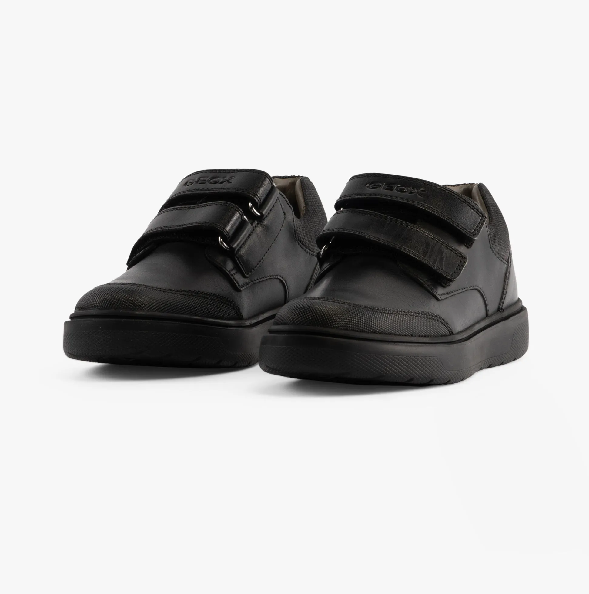 J RIDDOCK Boys Leather Touch Fasten School Shoes Black