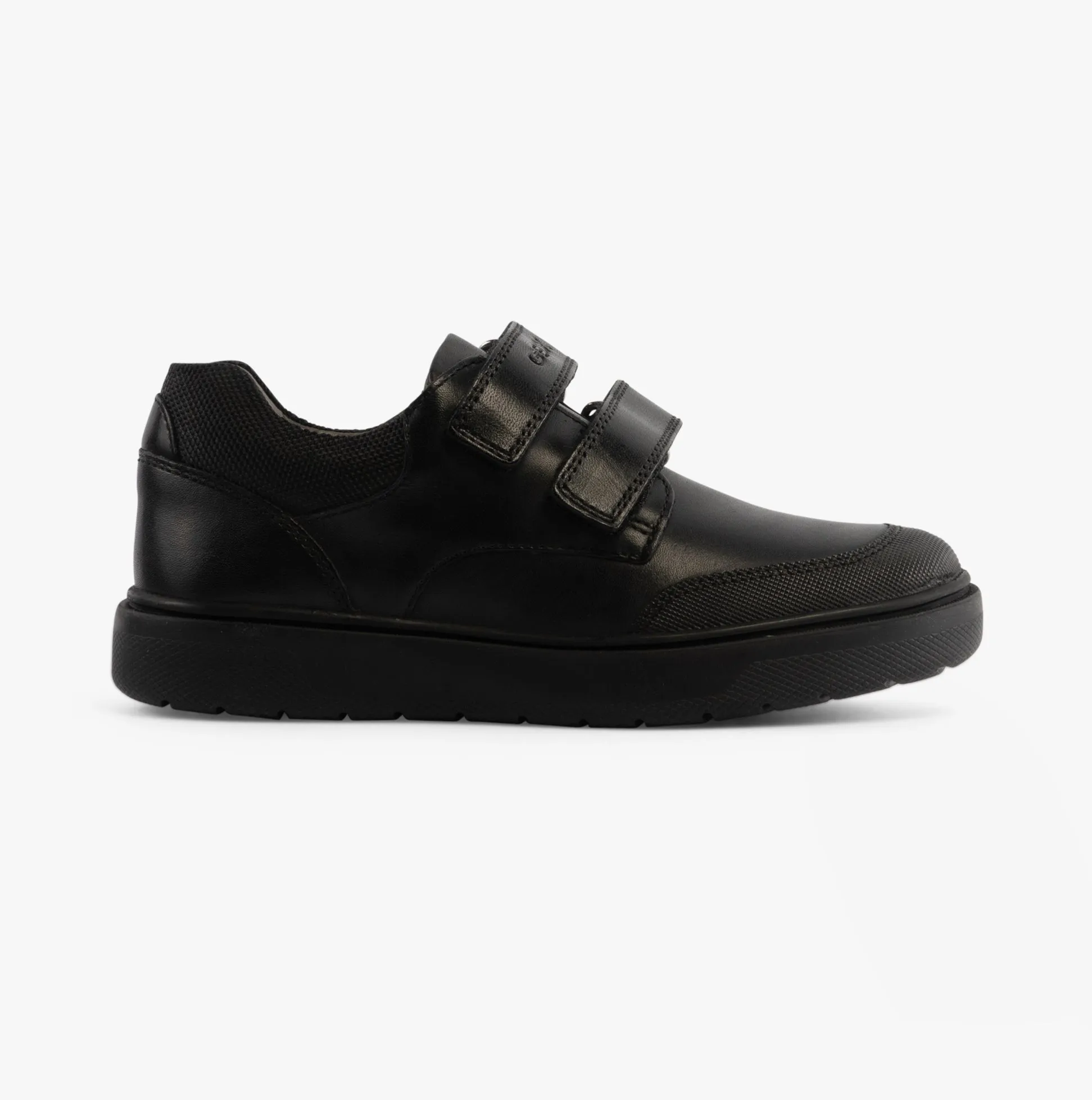 J RIDDOCK Boys Leather Touch Fasten School Shoes Black