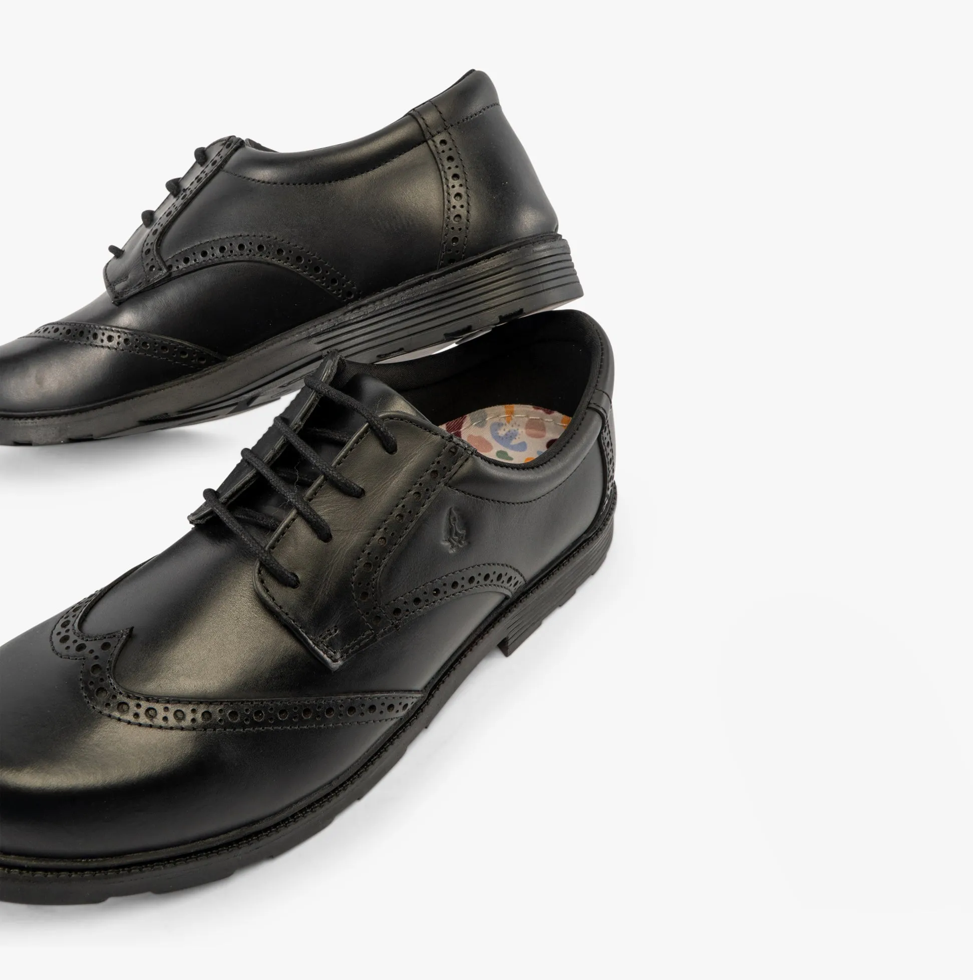 JACOB Boys Leather Brogue Shoes Black