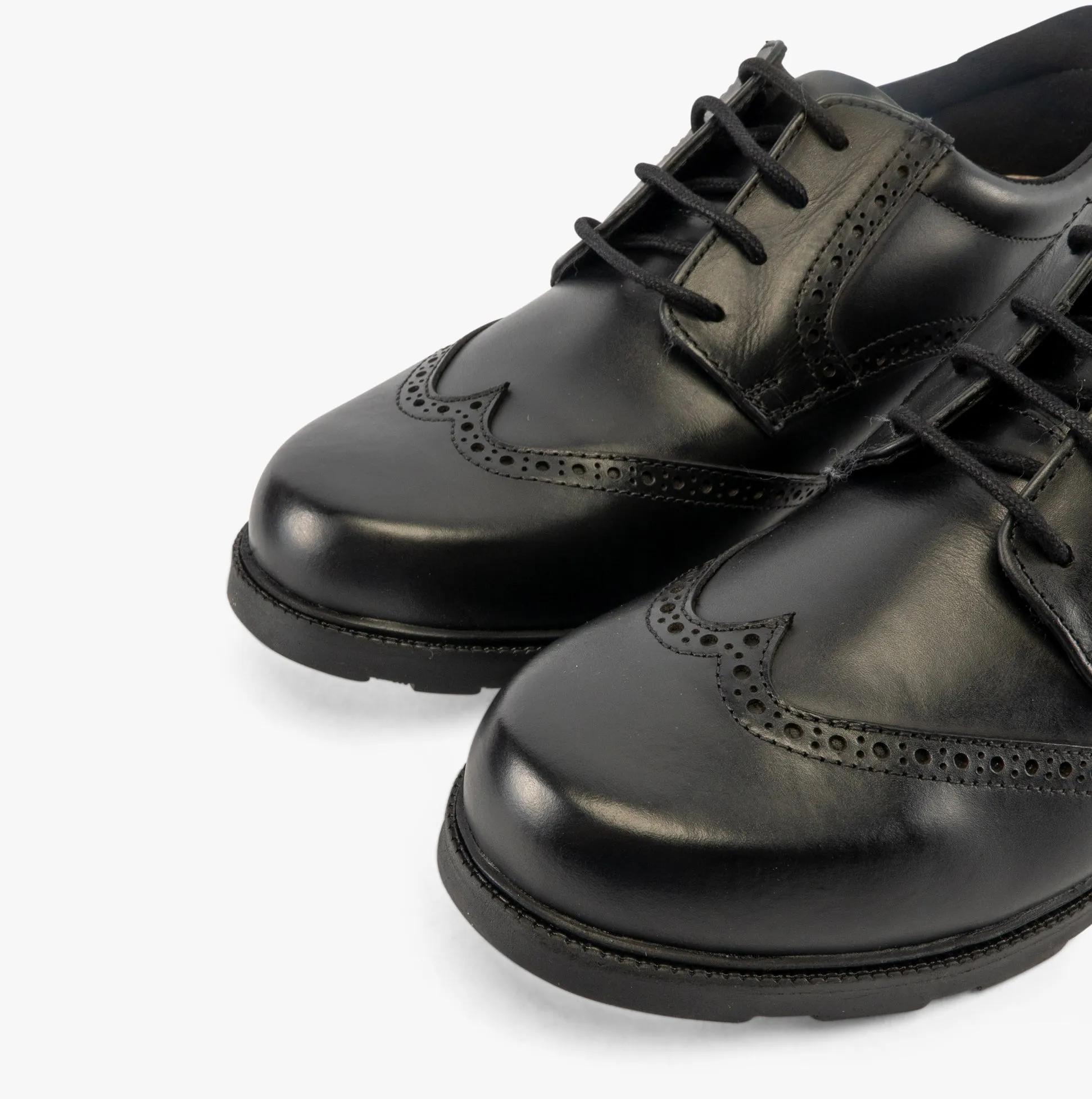 JACOB Boys Leather Brogue Shoes Black