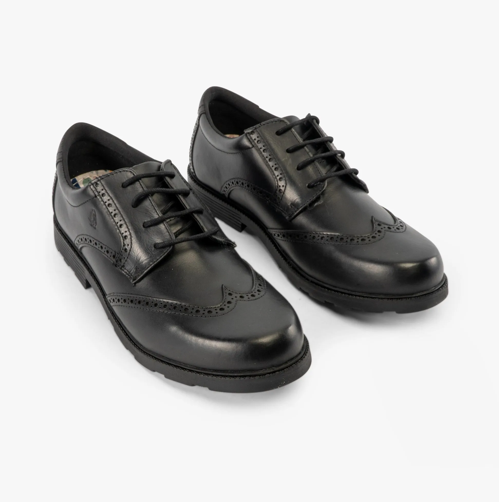 JACOB Boys Leather Brogue Shoes Black