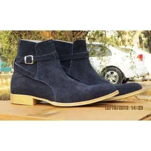 Jodhpur Suede Navy Buckle Boots