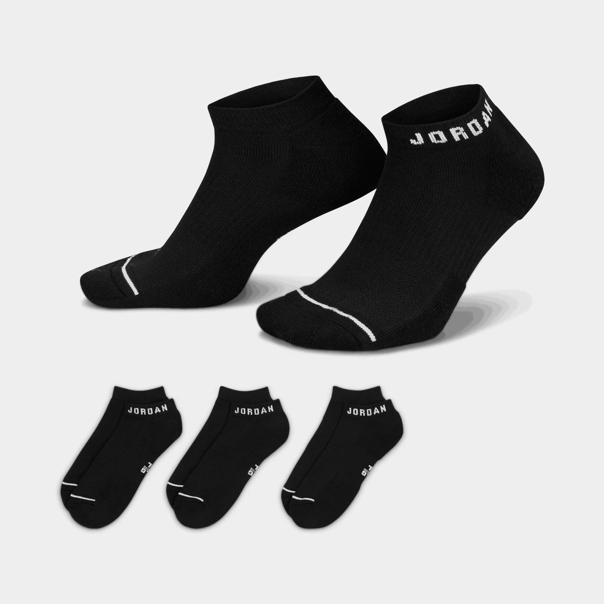 Jordan Everyday No Show Socks (3 Pack) Black / White