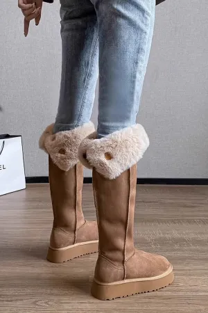 JOSKAA 2024 Fashion Woman shoes girls shoesPlush Platform Knee-high Snow Boots