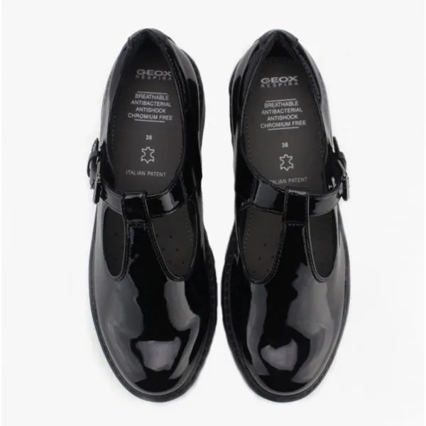 JR CASEY GO Girls Patent School Shoes Black