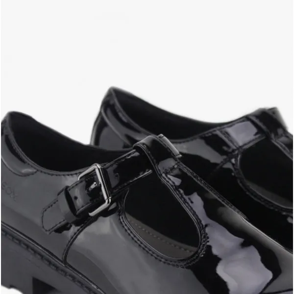 JR CASEY GO Girls Patent School Shoes Black