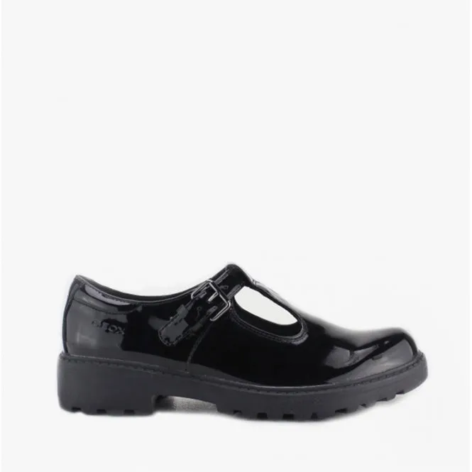 JR CASEY GO Girls Patent School Shoes Black