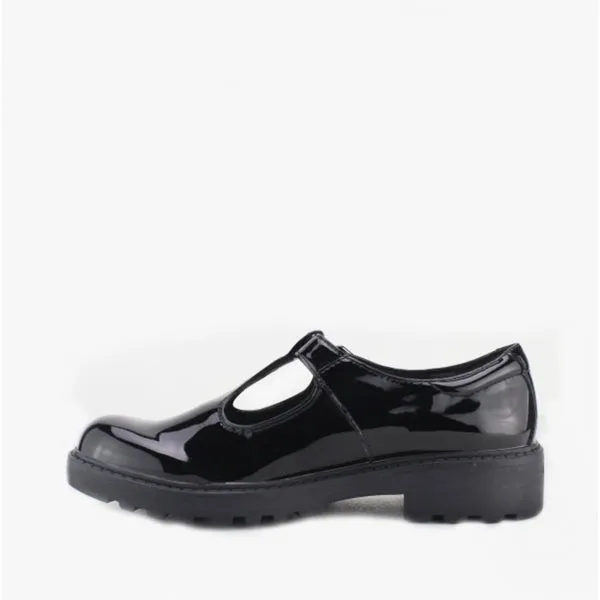 JR CASEY GO Girls Patent School Shoes Black