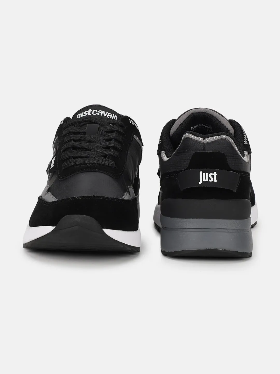 Just Cavalli Men Black Colour blocked Lace-up Sneakers