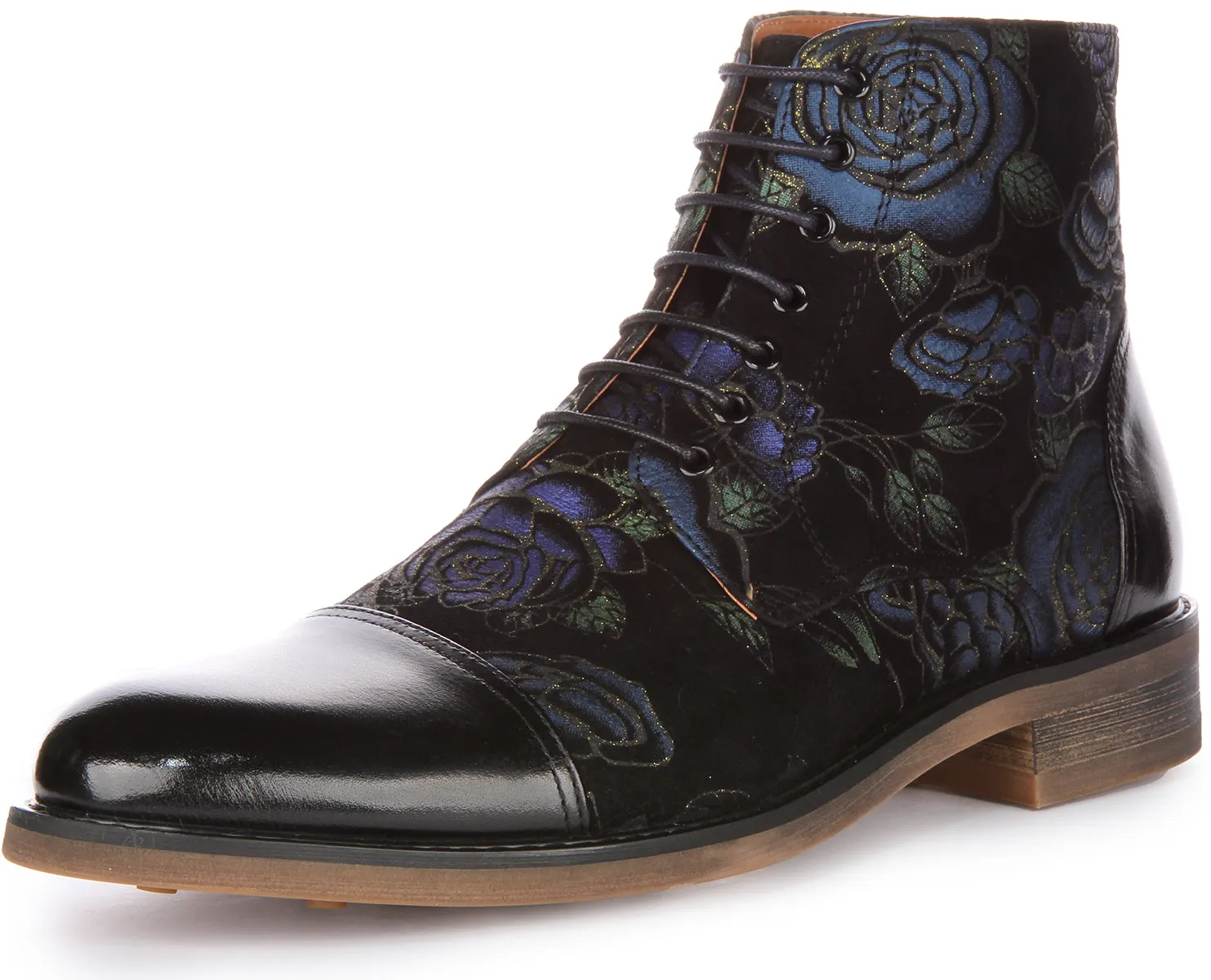 Justinreess England Adam Floral In Black Blue For Men