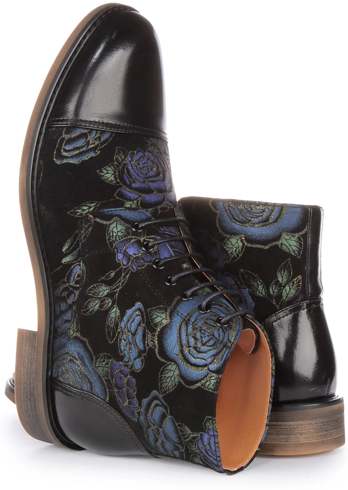 Justinreess England Adam Floral In Black Blue For Men