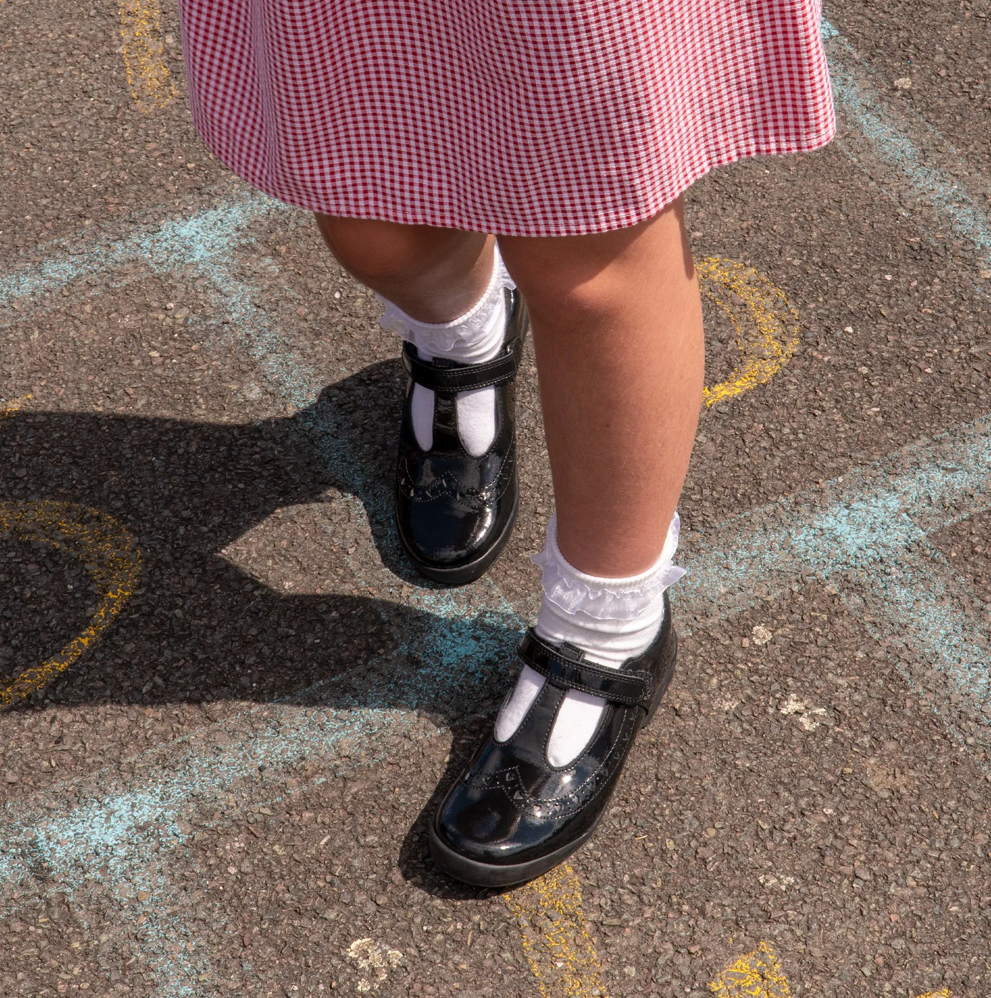 LEAP FROG Girls Leather T-Bar School School Shoes Patent Black