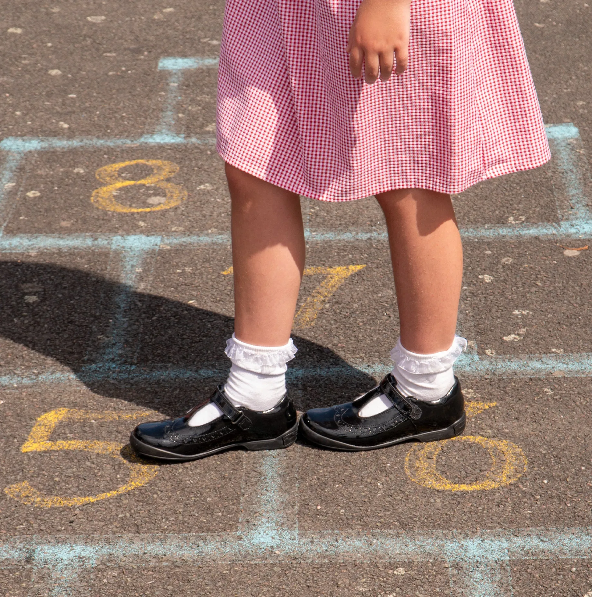 LEAP FROG Girls Leather T-Bar School School Shoes Patent Black