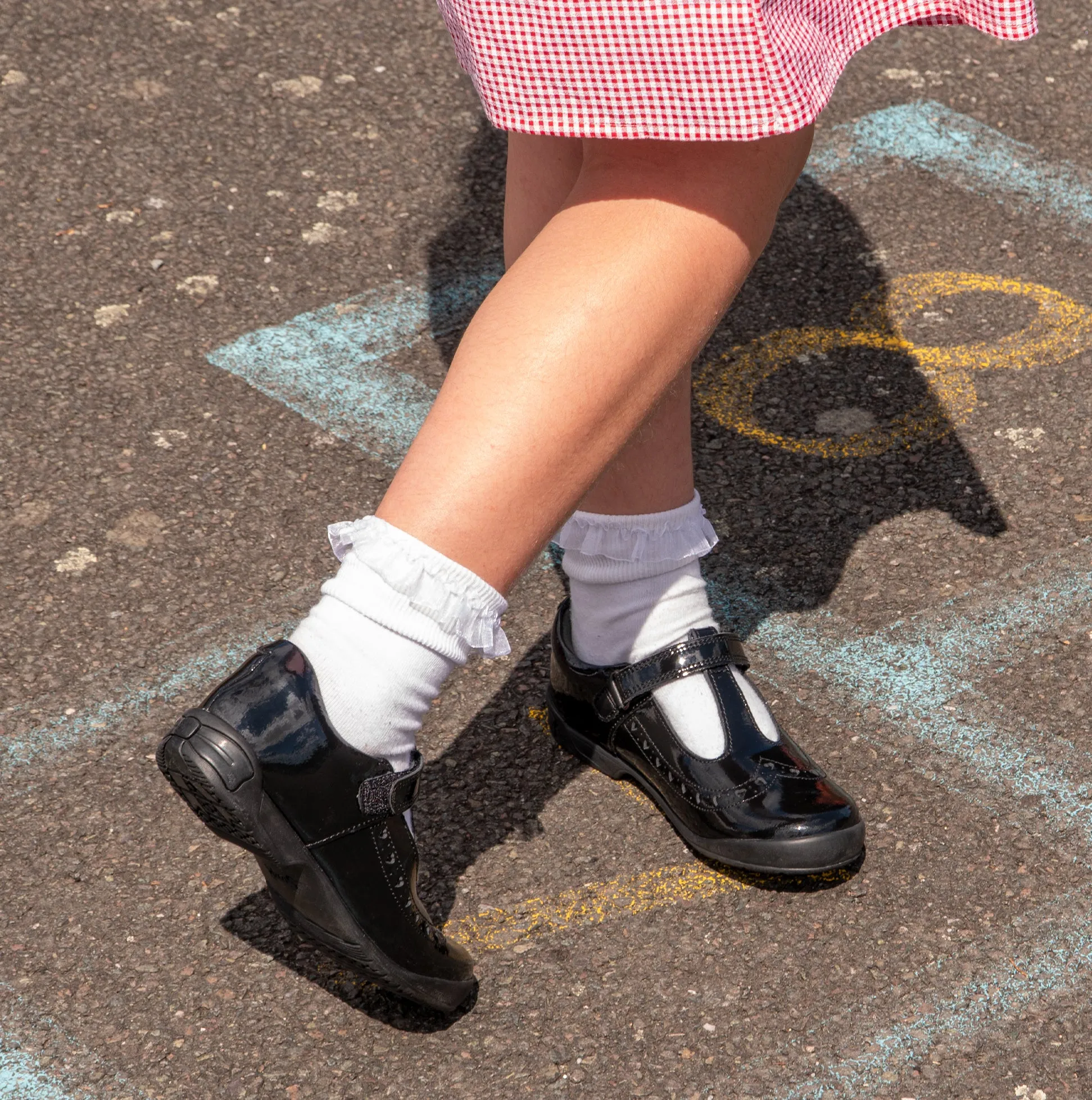 LEAP FROG Girls Leather T-Bar School School Shoes Patent Black