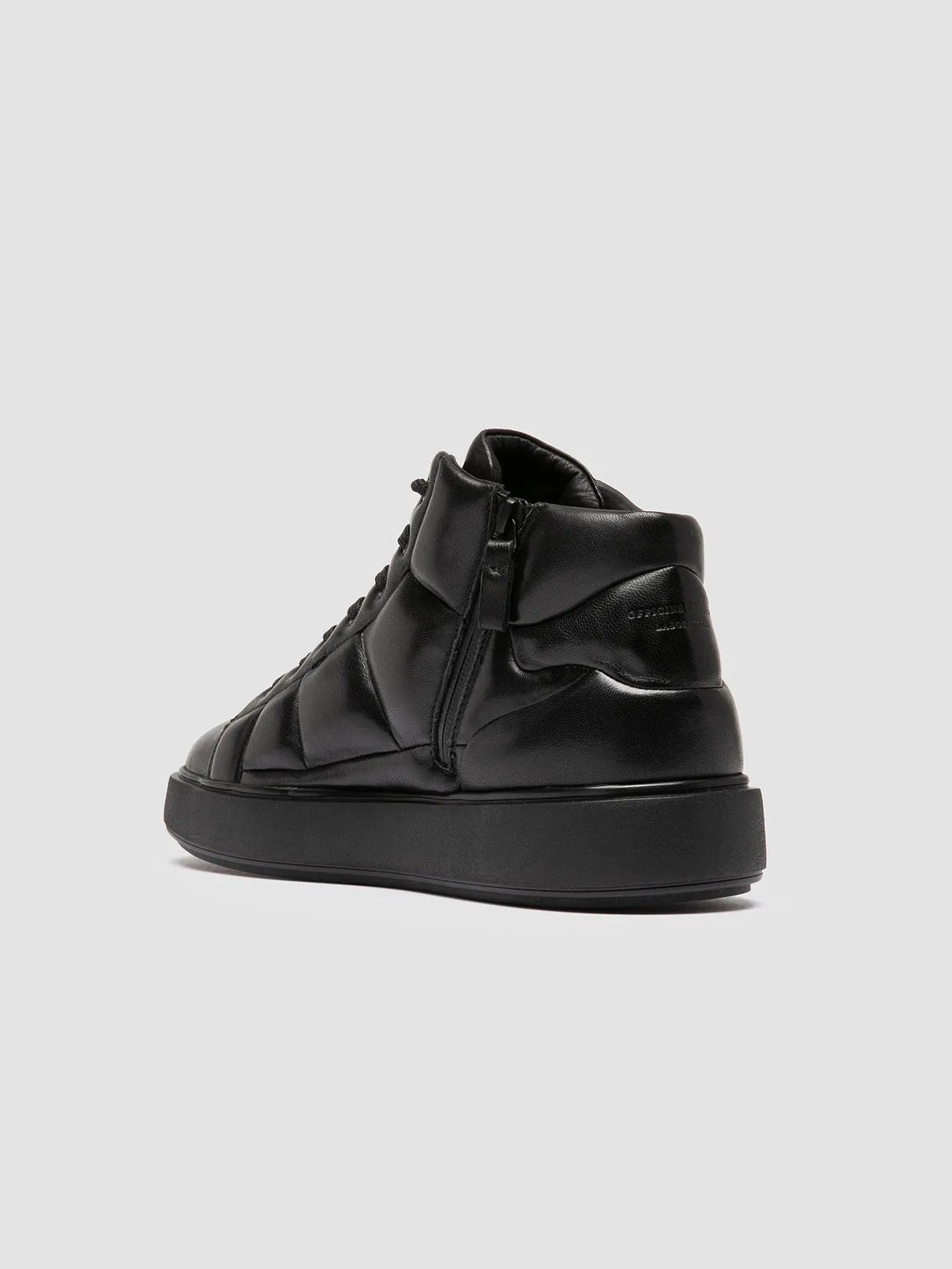 LEISURE 002 - Black Leather High Top Sneakers