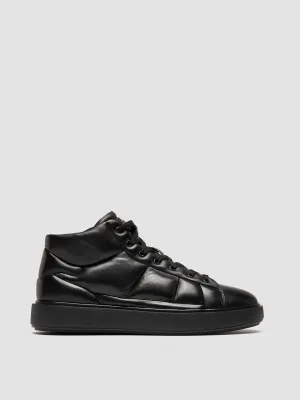 LEISURE 002 - Black Leather High Top Sneakers