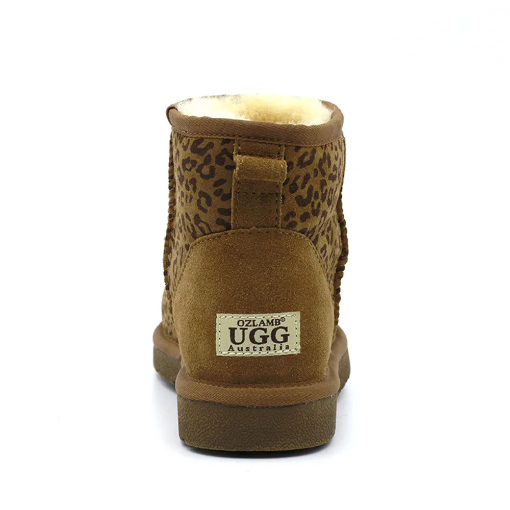 Leo Print Short Ugg Boot - Chestnut