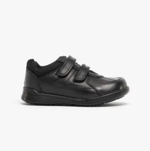 LIAM Boys Leather Twin Strap Shoes Black