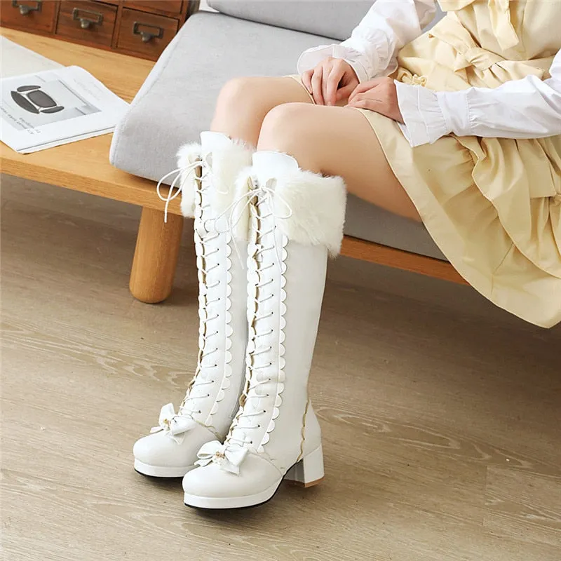 Lolita Cross Tied High Heel Boots