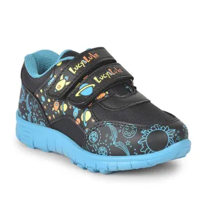 Lucy & Luke (Black) Sports Non Lacing Walking Shoes For Kids 2123-11 By Liberty