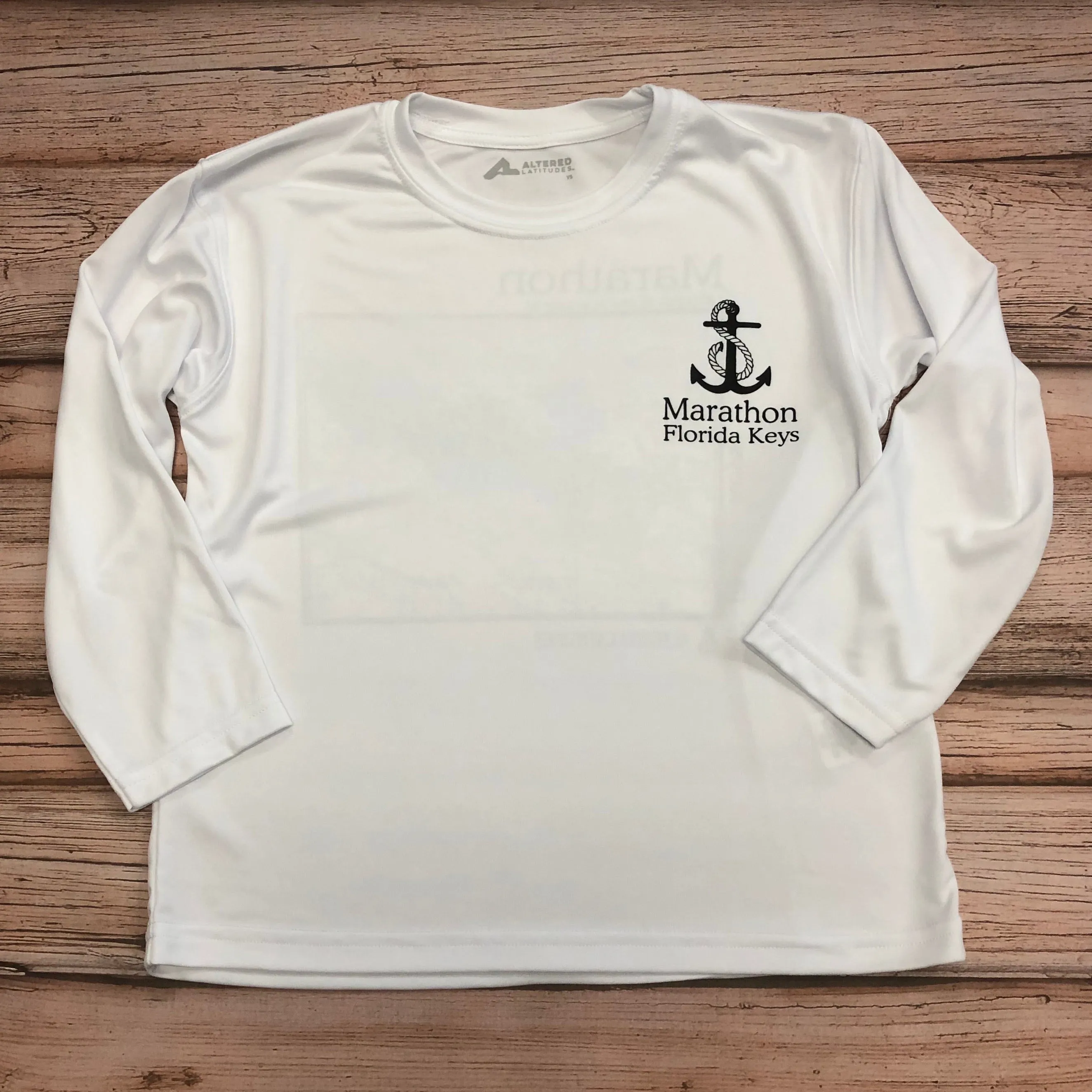 Marathon Chart Long Sleeve SPF Shirt Youth White