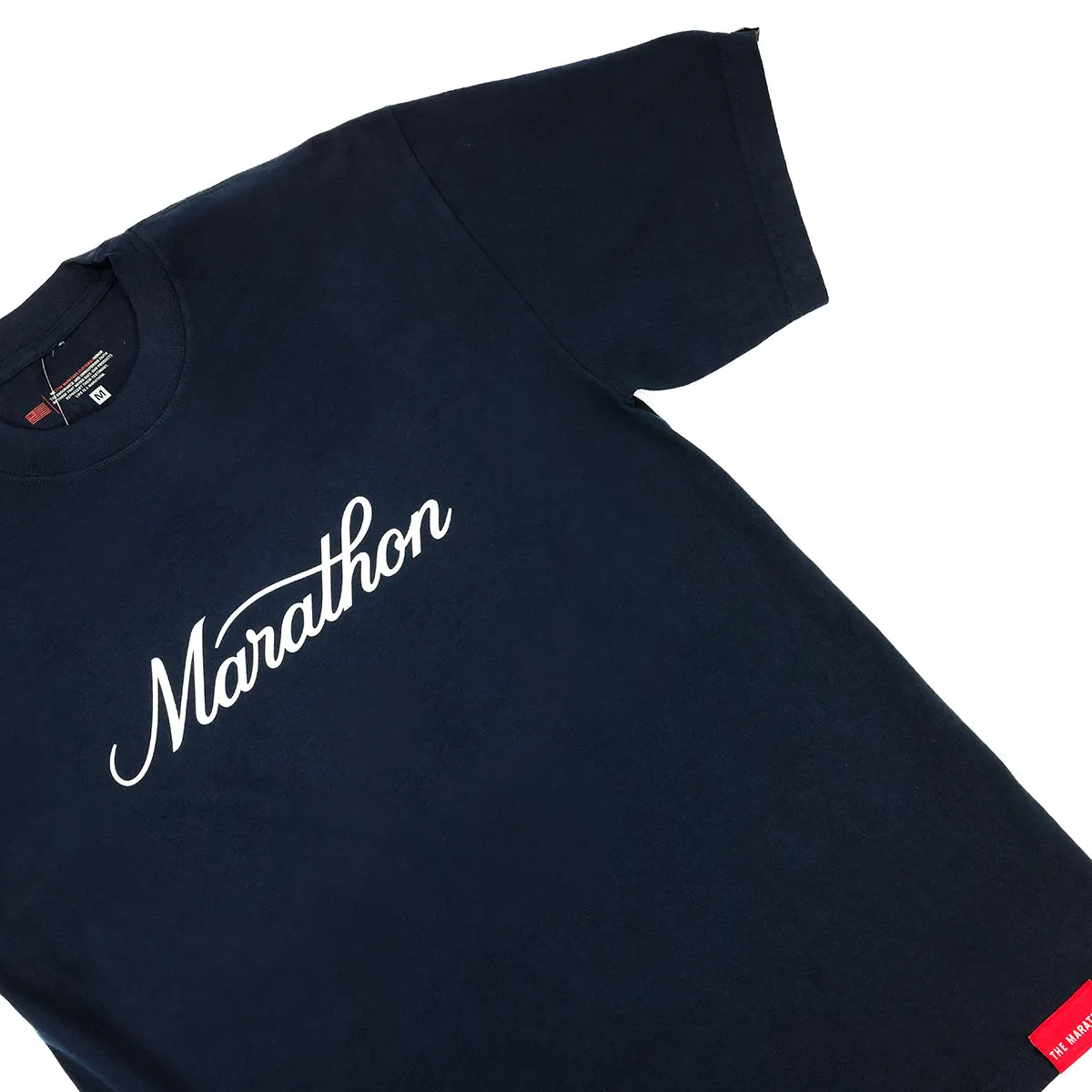 Marathon Classic Script T-Shirt - Navy/White