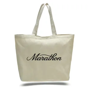 Marathon Classic Script Tote Bag - Bone/Black