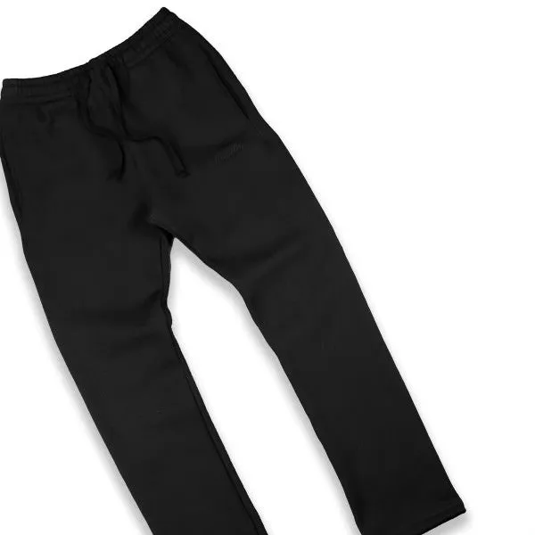 Marathon Relaxed Straight Leg Baby Flare Sweats - Black