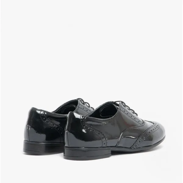 MATILDA Girls Leather Brogue School Shoes Patent Black