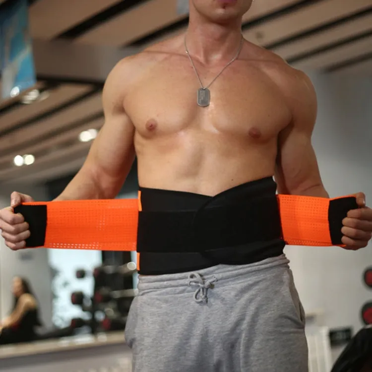 Men and Women Neoprene Lumbar Waist Support Unisex Exercise Weight Loss Burn Shaper Gym Fitness Belt, Size:L(Orange)