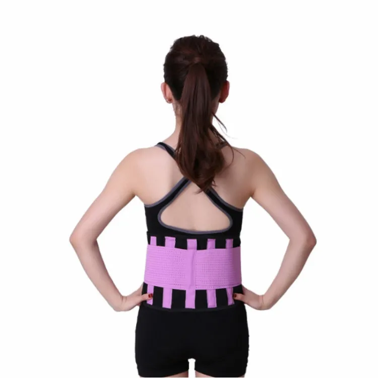 Men and Women Neoprene Lumbar Waist Support Unisex Exercise Weight Loss Burn Shaper Gym Fitness Belt, Size:L(Purple)