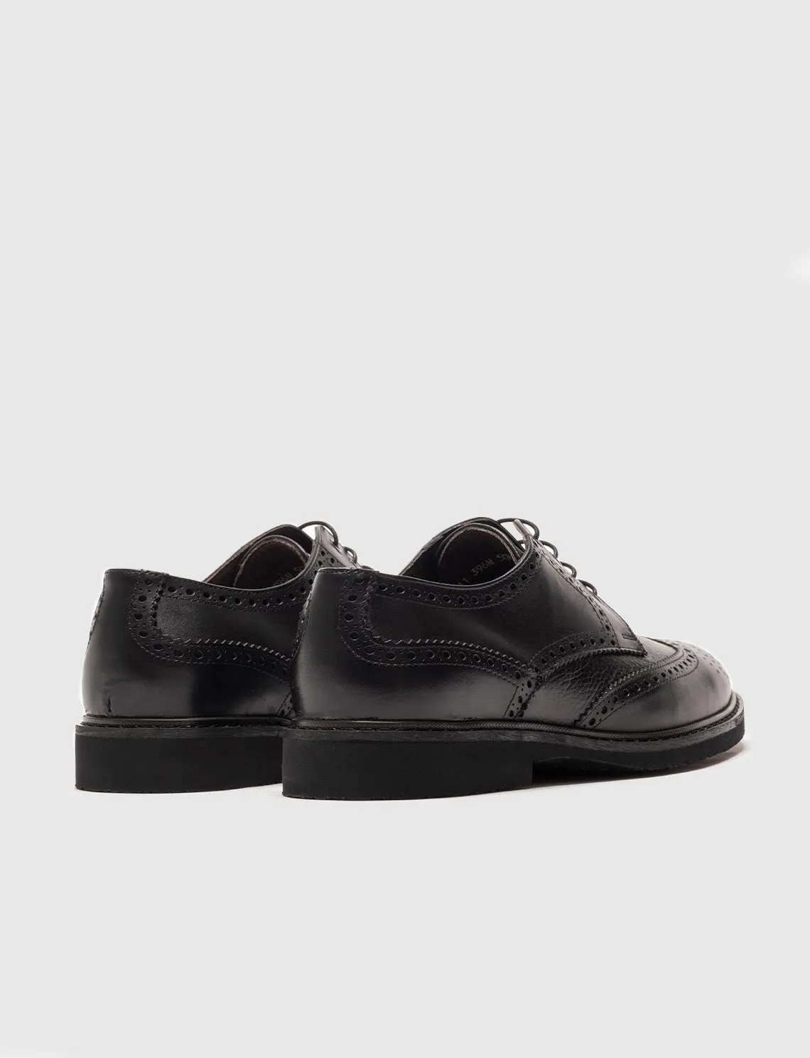 Men Black Genuine Leather Wingtip Oxford Shoes