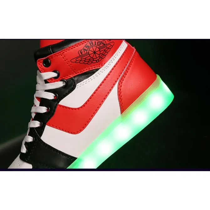 Men Color Block LED Light Up Sole Sports Skate Shoes