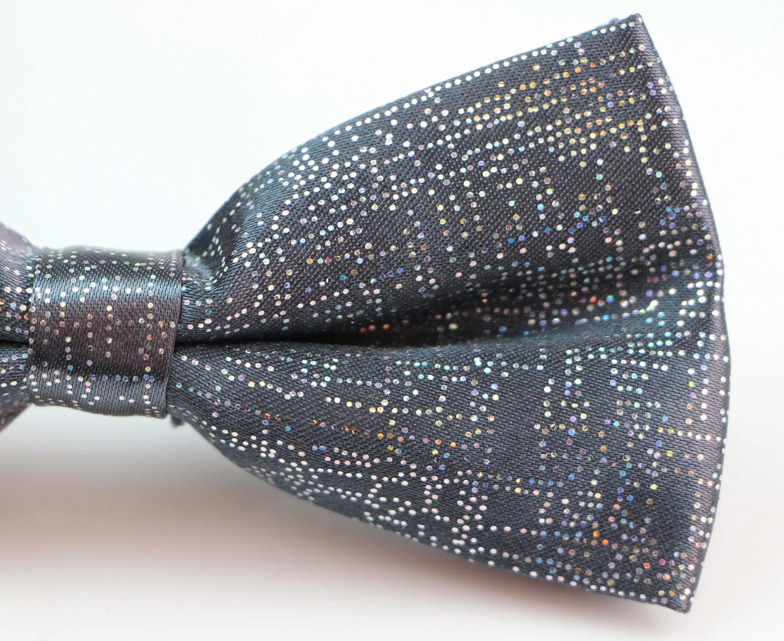 Mens Charcoal Sparkly Glitter Patterned Bow Tie