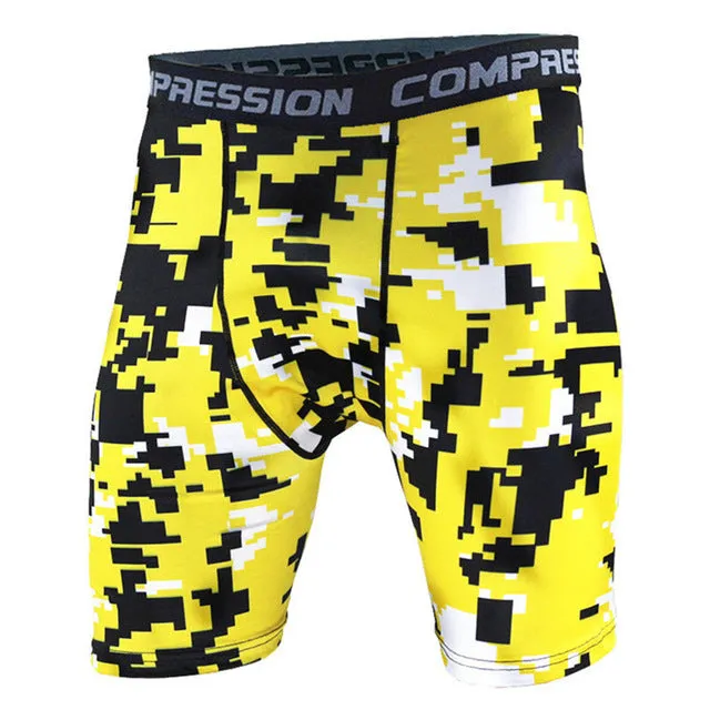 Mens Crossfit Camouflage Tight shorts Running training compression Quick-drying pants Gym jogging Fitness workout Bermuda Tights