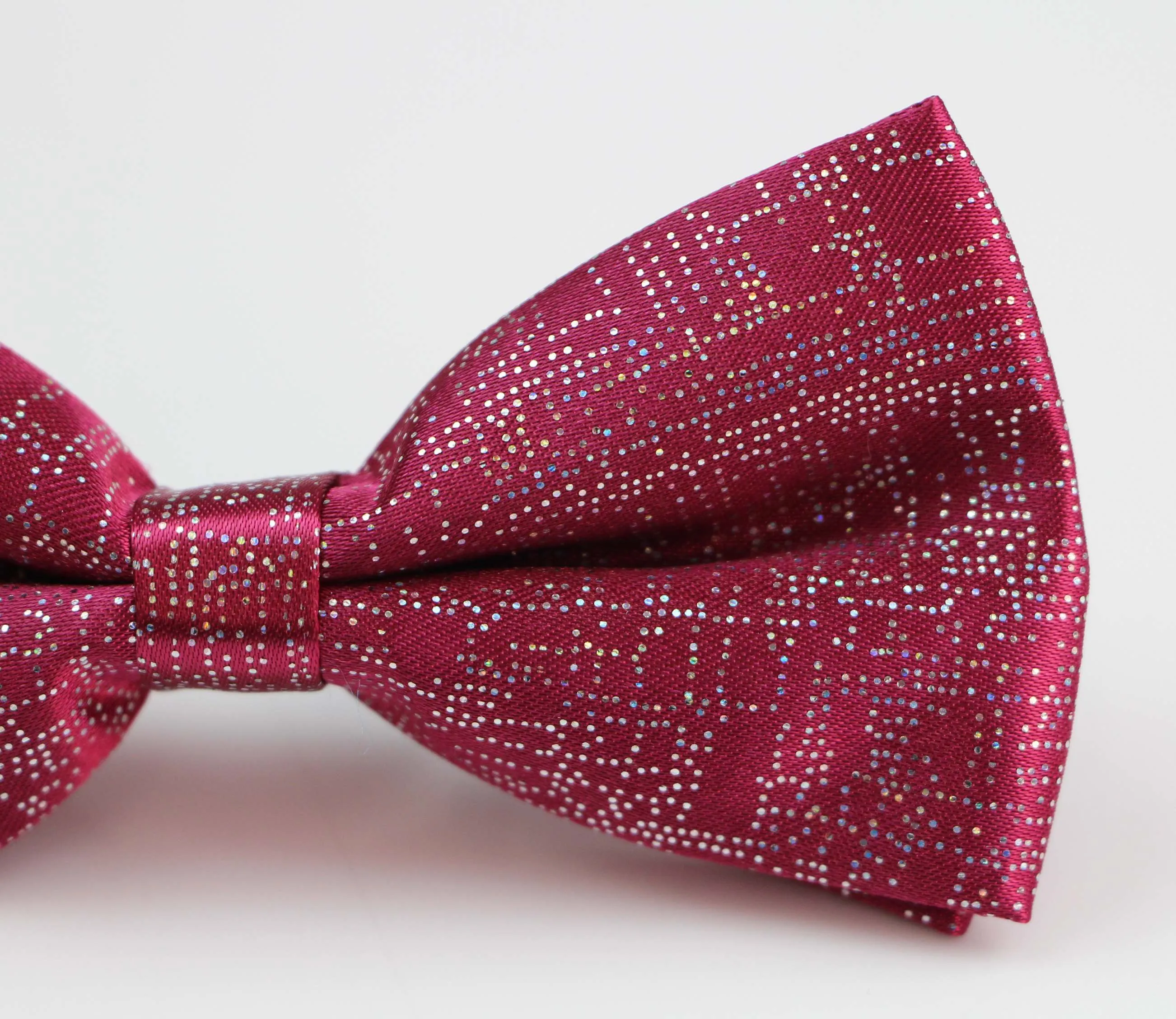 Mens Dark Red Sparkly Glitter Patterned Bow Tie