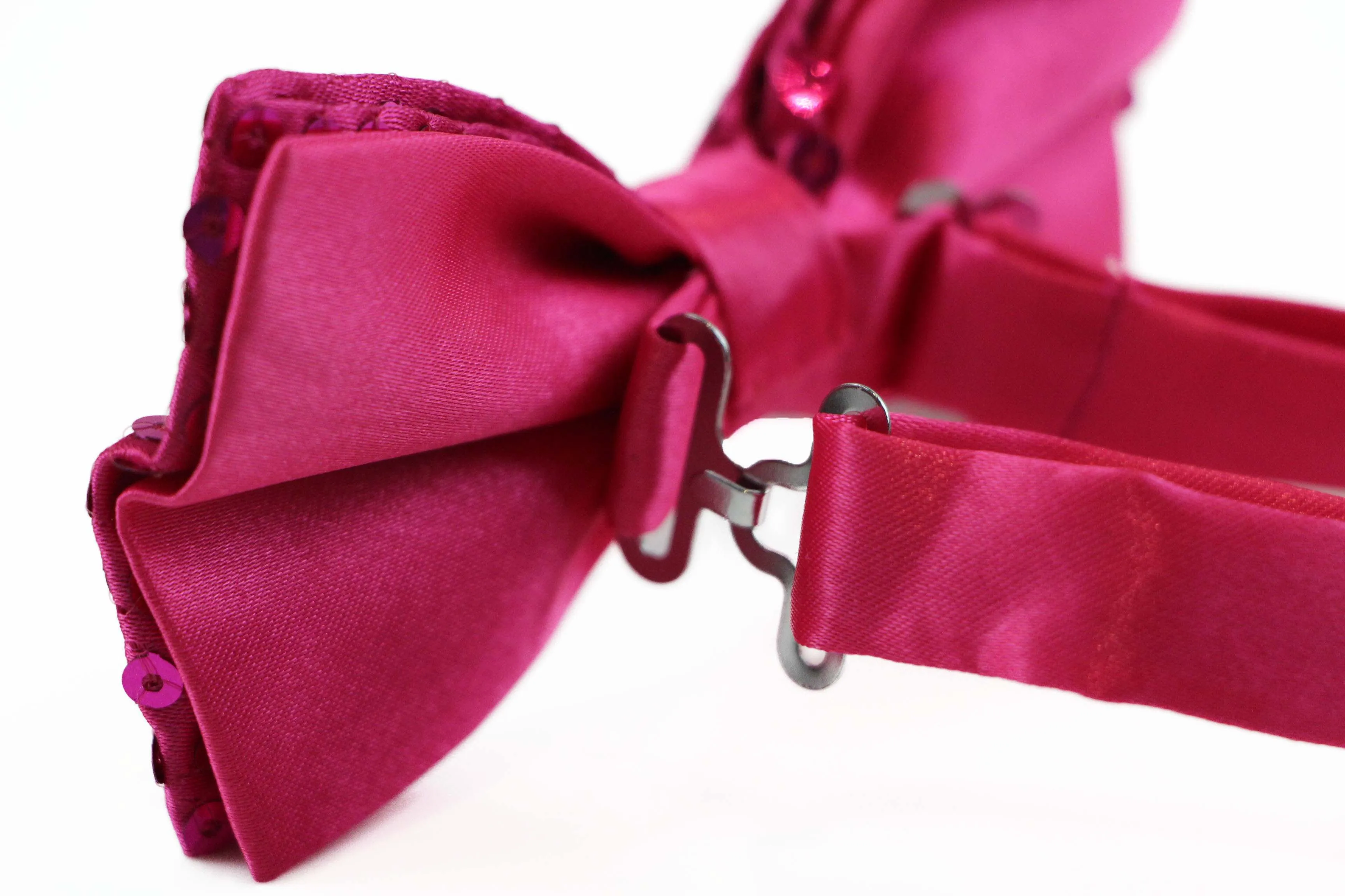 Mens Hot Pink Sequin Patterned Bow Tie