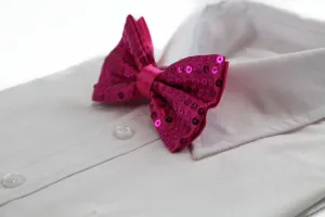 Mens Hot Pink Sequin Patterned Bow Tie