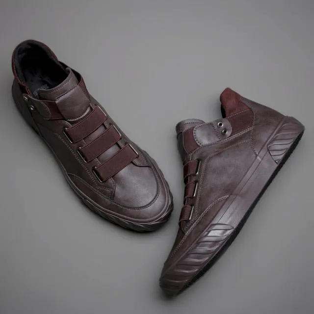 Men's Leather Comfortable British Fashion Sneakers