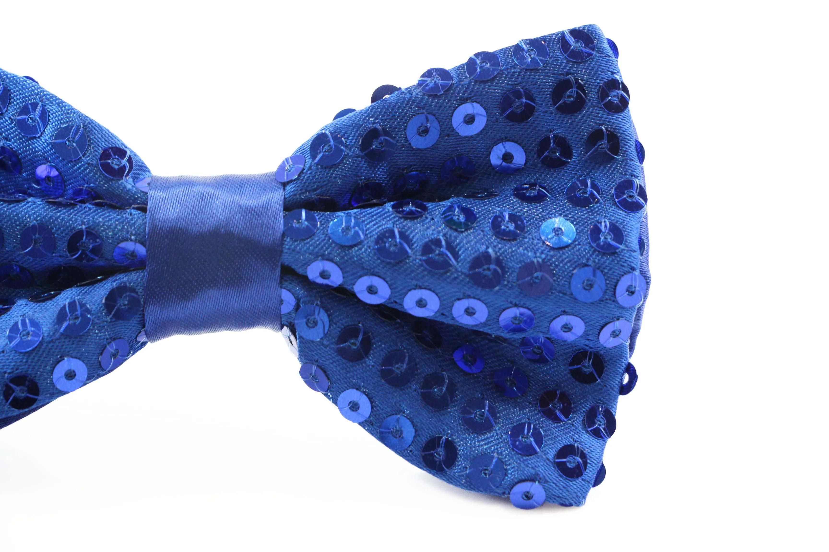 Mens Royal Blue Sequin Patterned Bow Tie