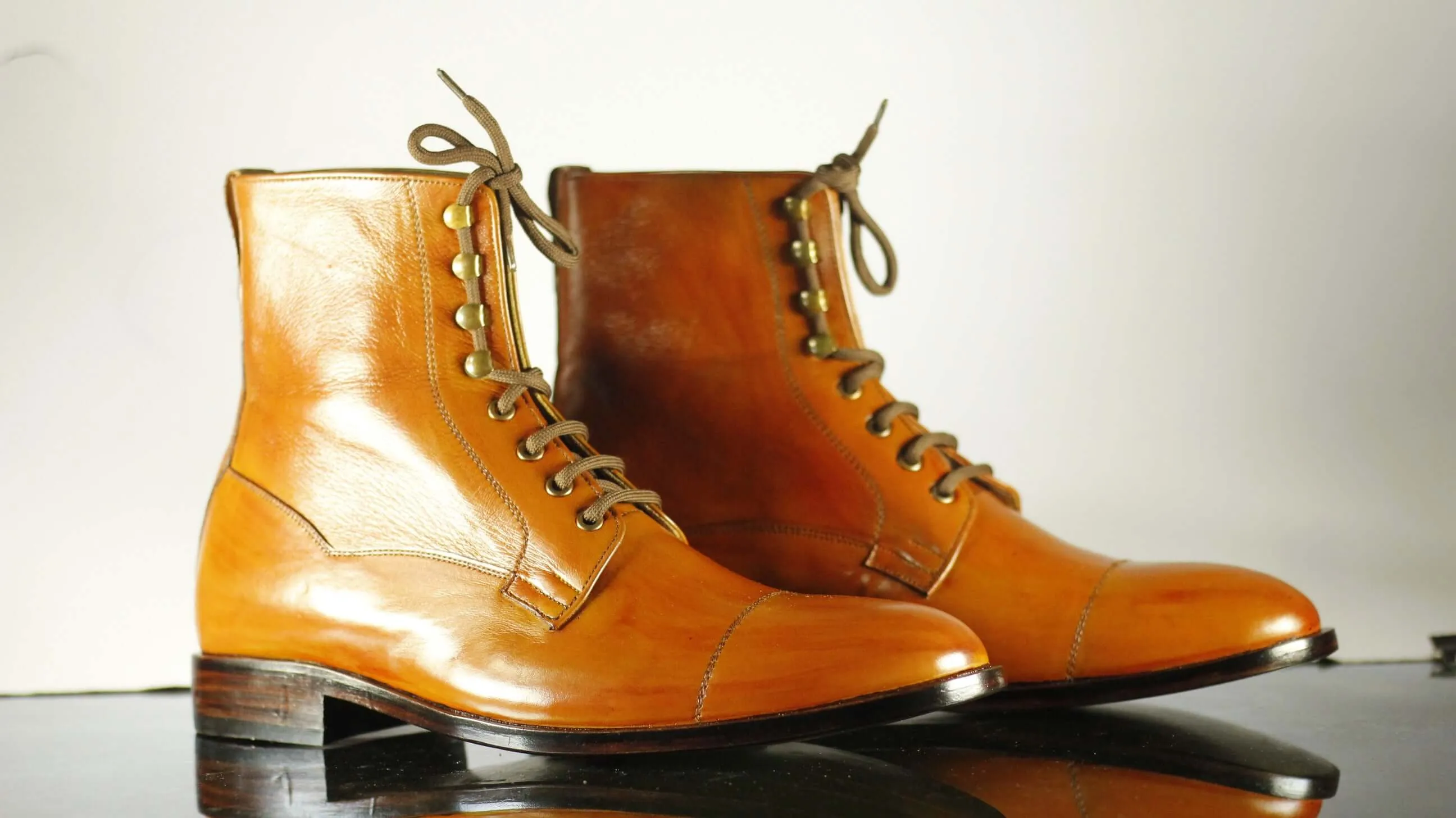 Men's Tan Ankle High Leather Boots