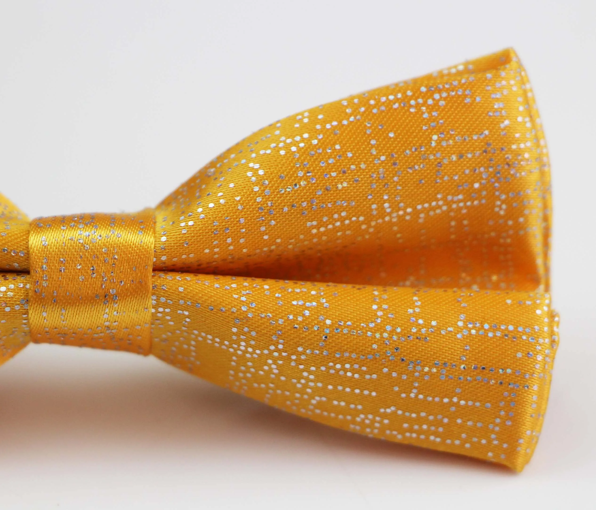 Mens Yellow Sparkly Glitter Patterned Bow Tie