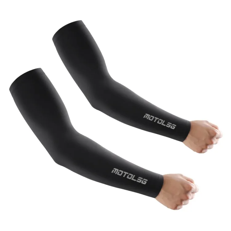 MOTOSLG 1 Pair Sunscreen Ice Sleeves Beach Riding Fishing Cuffs, Size:L(Black)