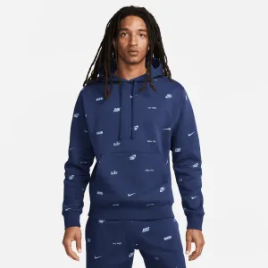 Nike - Men - Allover-Print Logo Pullover Hoodie - Midnight Navy/Ashen Slate