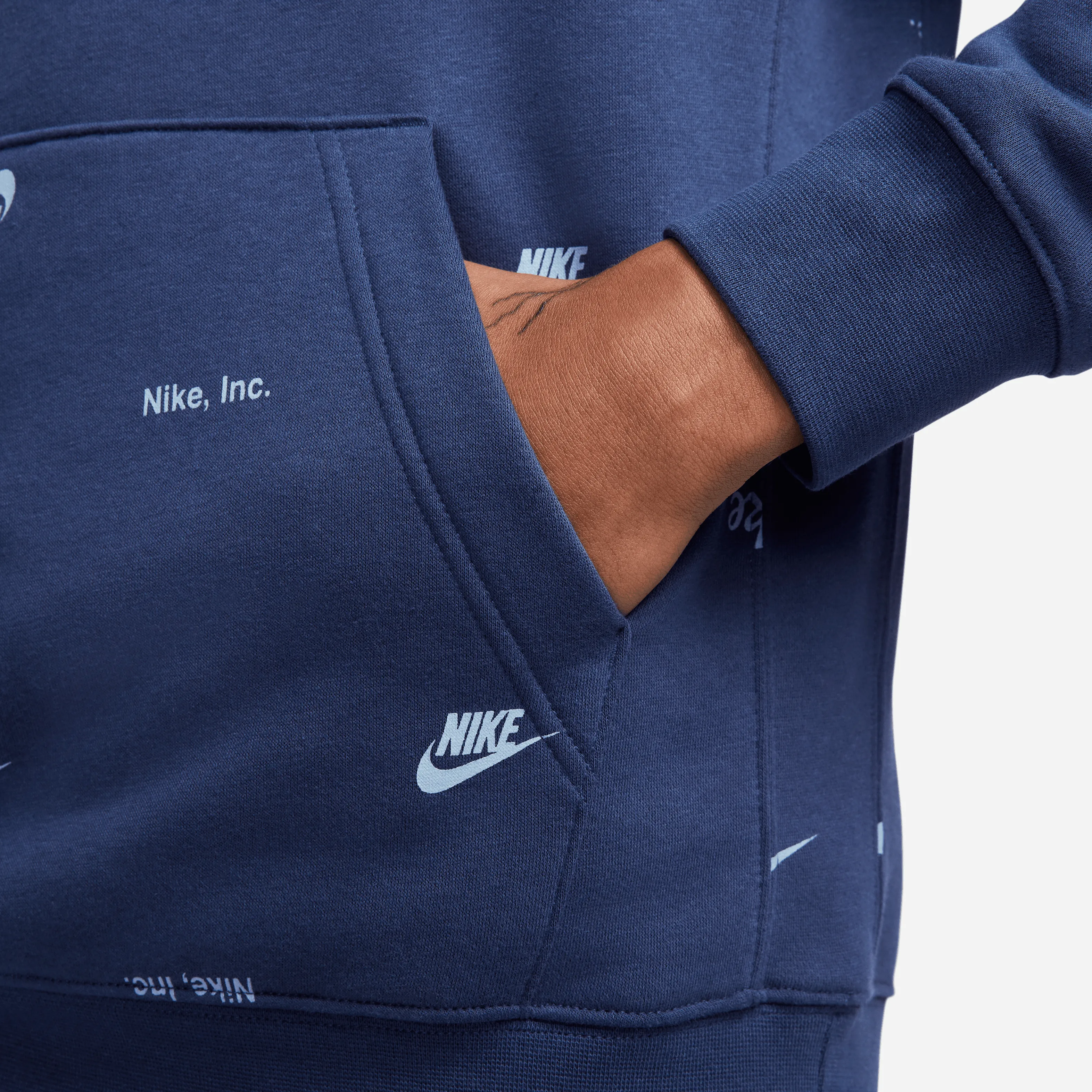 Nike - Men - Allover-Print Logo Pullover Hoodie - Midnight Navy/Ashen Slate