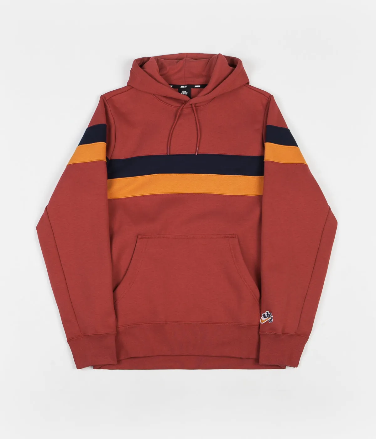 Nike SB Striped Hoodie - Team Crimson / Obsidian / Cinder Orange