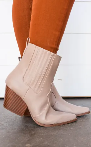 No Missteps Bootie Taupe Crinkle