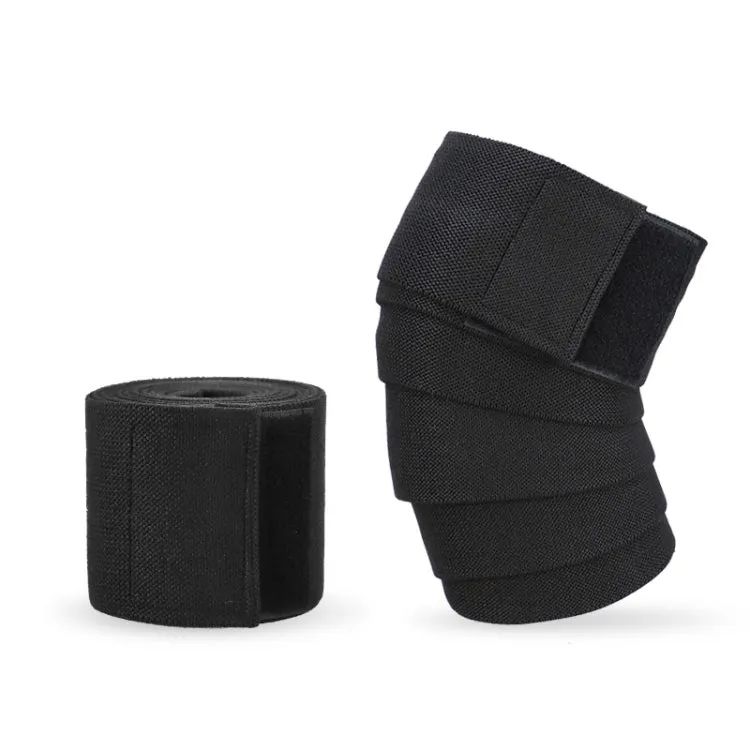 Nylon Four Stripes Bandage Wrapped Sports Knee Pads(All Black)